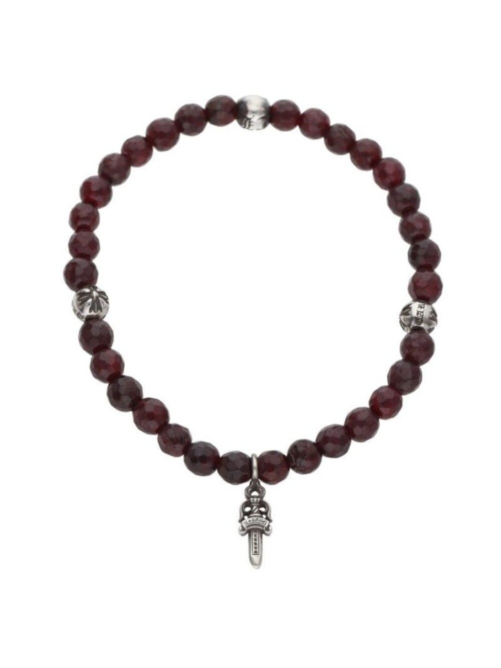 Chrome Hearts 6 Bead Bracelet with Dagger Stack 6 Garnet